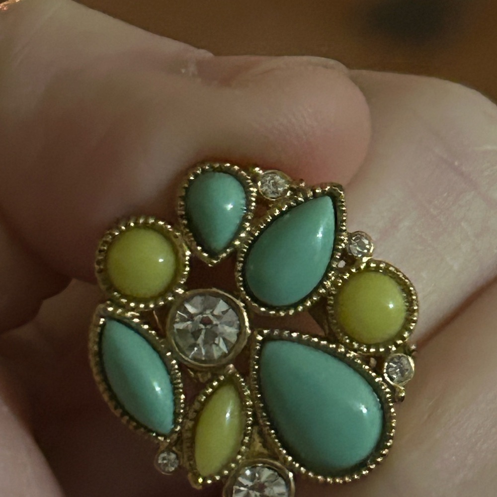 Banana Republic Gold and Turquoise Colored stunning Ring size 7